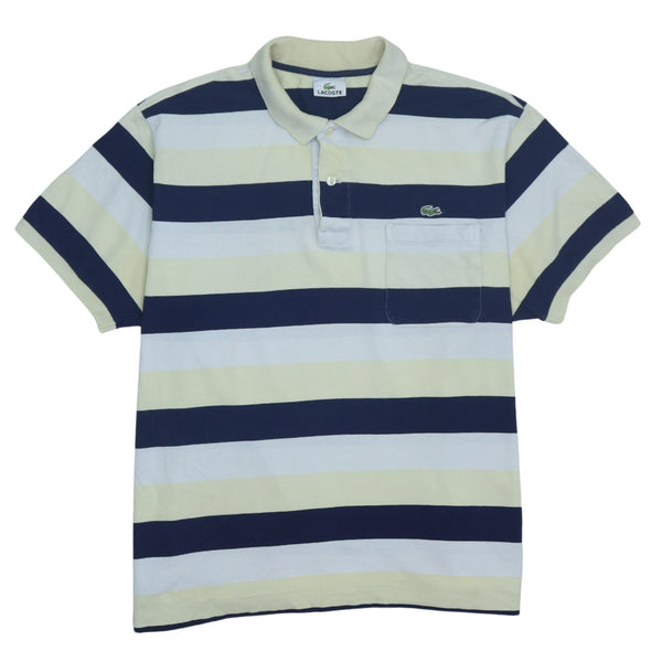 Lacoste 90's Short Sleeves Quarter Button Polo Shirt XLarge  Beige Cream