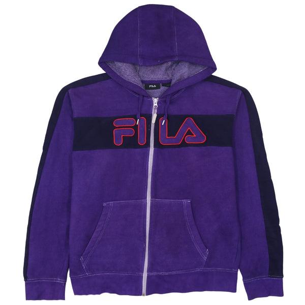 Fila 90's Spellout Full Zip Up Hoodie Medium Purple