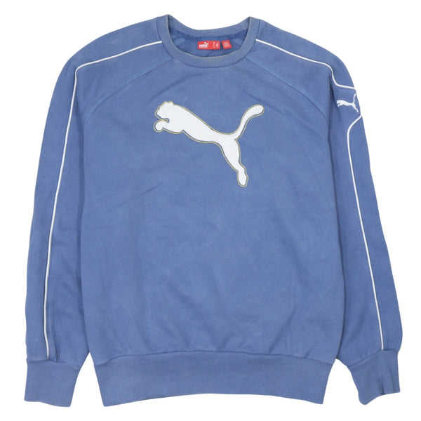 Puma 90s Vintage Spellout Crew Neck Sweatshirt Medium Blue