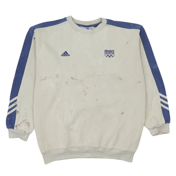 Adidas 90's Vintage Lightweight Crew Neck Sweatshirt - Men's Large Beige Cream