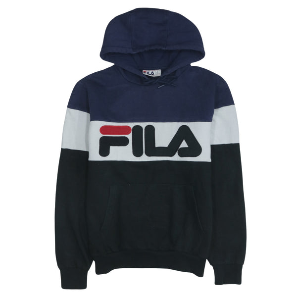Fila 90's Spellout Pullover Hoodie Black Cotton XSmall Vintage
