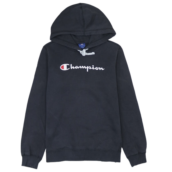 Vintage Champion 90's Spellout Black Hoodie Small