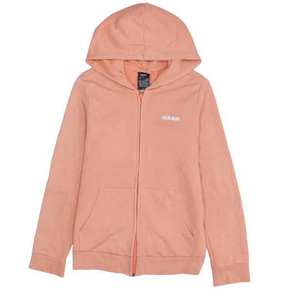 Adidas 90's Drawstring Pockets Full Zip Up Hoodie Medium Orange