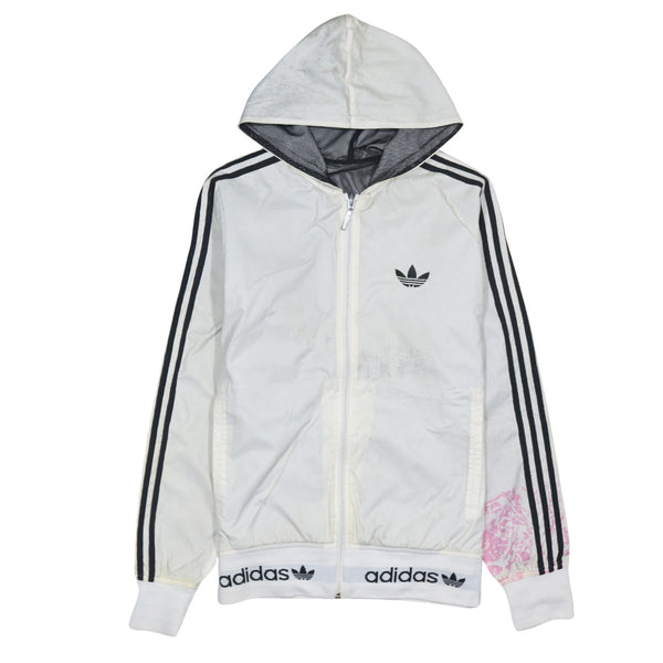 Adidas 90's Striped Sleeve Full Zip Up Windbreaker Medium  White