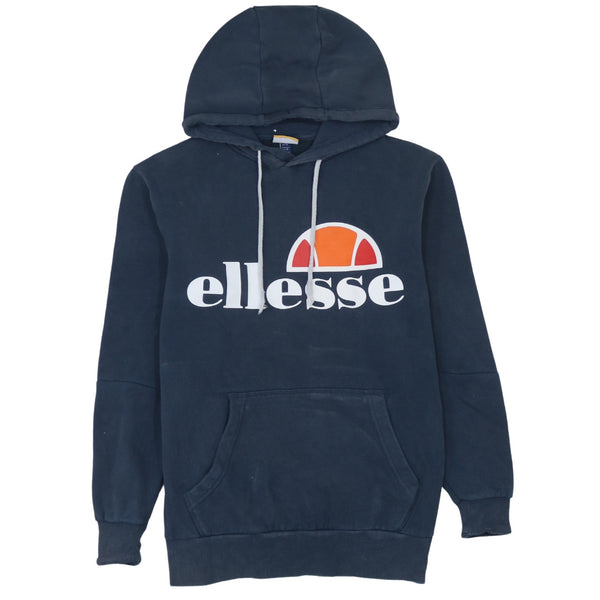 Ellesse Vintage 90's Spellout Pullover Hoodie Small Navy Blue