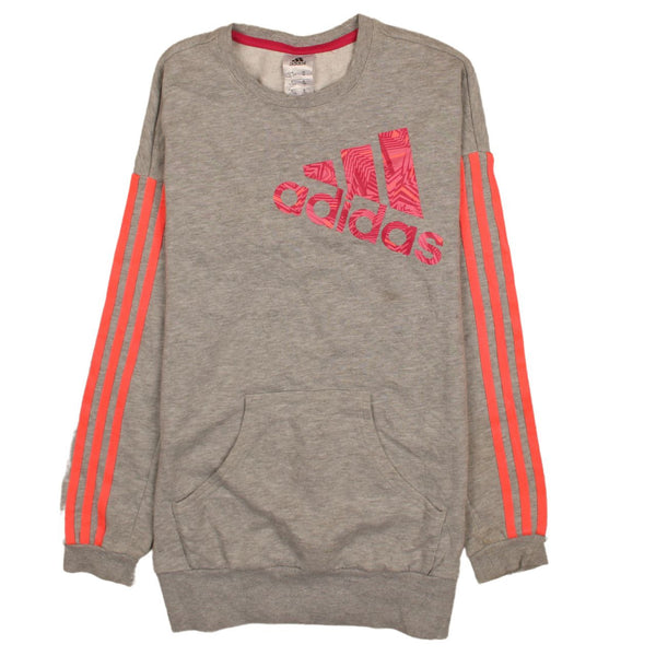 Adidas 90's Vintage Grey Spellout Crew Neck Sweatshirt Medium