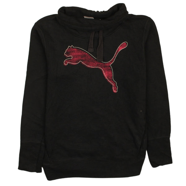 Puma 90s Women's Medium Black Spellout Turtle Neck Jumper Sweater