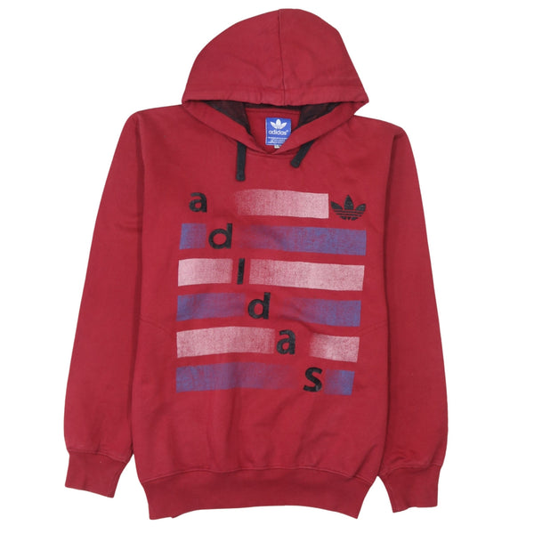 Adidas 90's Spellout Pullover Hoodie Large Red