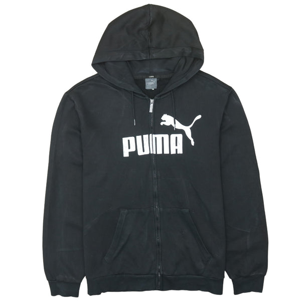 Puma 90's Black Spellout Full Zip Hoodie Men's Large