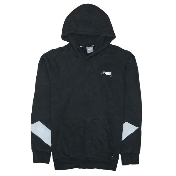 Puma Vintage 90's Black Pullover Hoodie, Drawstring Pockets, Small