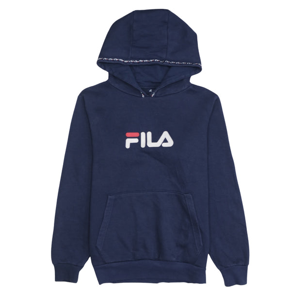 Fila 90's Spellout Pullover Hoodie Medium  Navy Blue