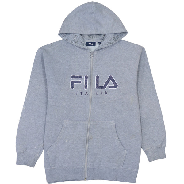 Fila 90's Spellout Full Zip Up Hoodie XLarge Grey