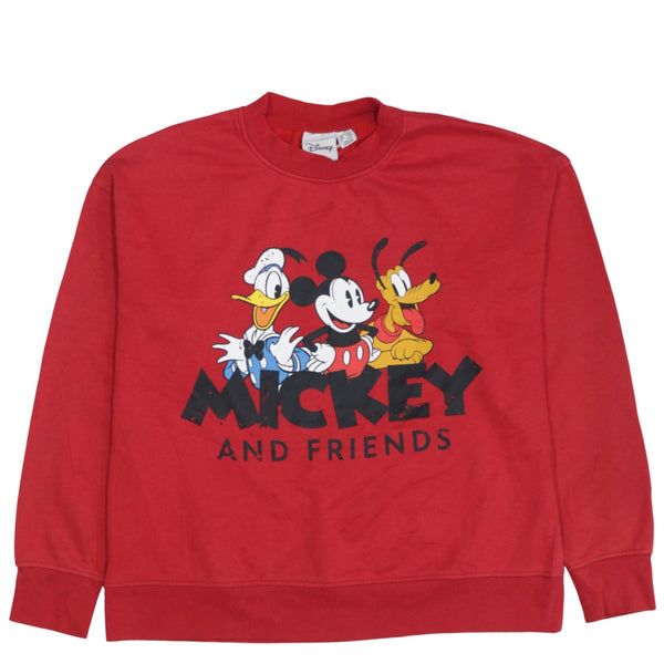 Disney 90's Mickey Mouse & Friend Crew Neck Sweatshirt Small Red