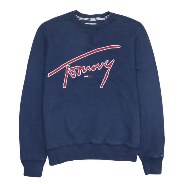 Tommy Hilfiger Vintage 90s Spellout Crew Neck Sweatshirt Navy Small