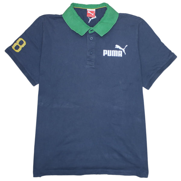 Puma 90's Short Sleeves Quarter Button Polo Shirt XXLarge (2XL) Navy Blue