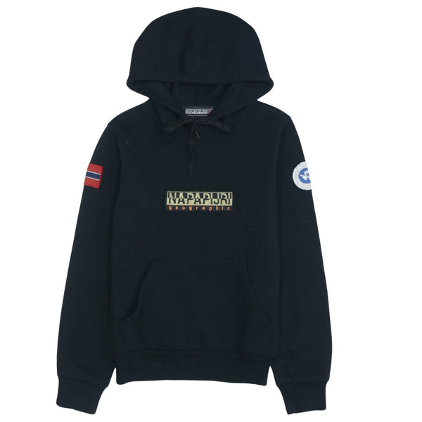 Vintage Napapijri 90's Black Spellout Pullover Hoodie Size Medium