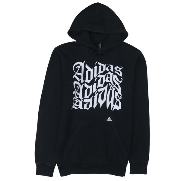 Adidas 90's Spellout Pullover Hoodie Small Black