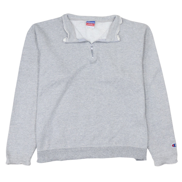 Champion 90's Lightweight Quarter Zip Sweatshirt Large Grey