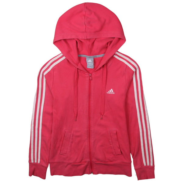 Adidas 90's Striped Sleeve Full Zip Up Hoodie Medium Pink