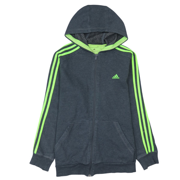 Adidas 90's Striped Sleeve Full Zip Up Hoodie XLarge Grey