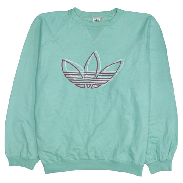 Adidas 90's Green Spellout Crew Neck Sweatshirt XLarge