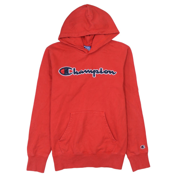 Champion 90's Vintage Red Spellout Pullover Hoodie Medium