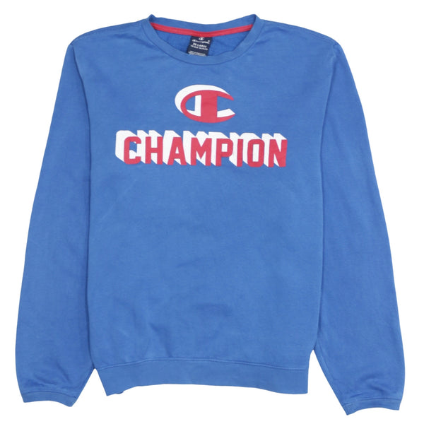 Champion 90's Spellout Crew Neck Sweatshirt XXLarge (2XL) Blue