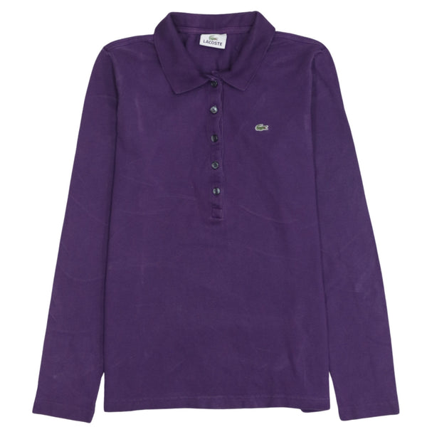 Lacoste 90's Long Sleeve Half Button Polo Shirt Small  Purple