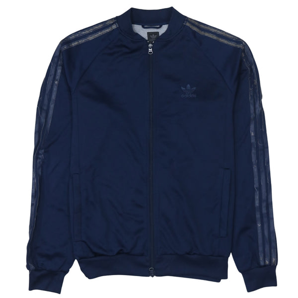 Adidas 90's Striped Sleeve Full Zip Up Sweatshirt Medium Navy Blue