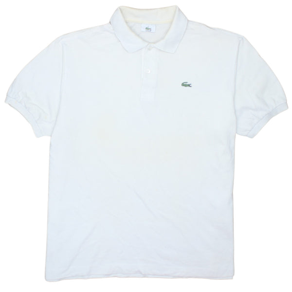 Lacoste 90's Short Sleeves Quarter Button Polo Shirt XLarge  Beige Cream