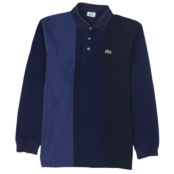 Lacoste 90's Long Sleeve Quarter Button Polo Shirt Medium Black