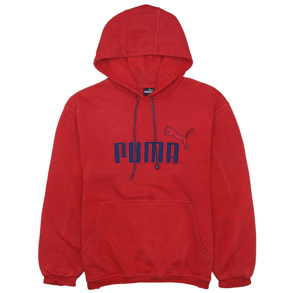Puma Spellout 90's Vintage Hoodie Large Red Cotton Pullover