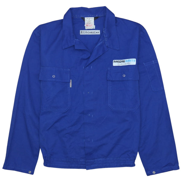 Men's Retro 90's Blue Button Up Windbreaker XLarge Vintage Jacket