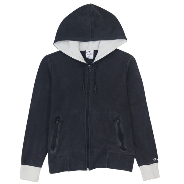 Champion 90's Vintage Black Full Zip Up Hoodie Men's Small