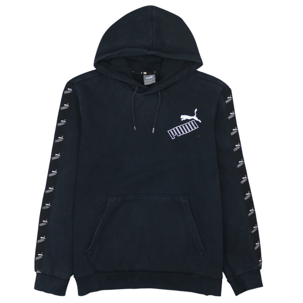 Puma 90's Black Pullover Hoodie Medium with Drawstring Pockets