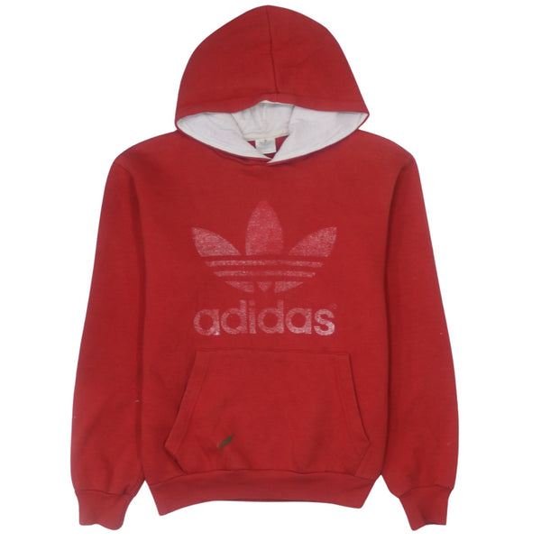 Adidas Red 90's Spellout Hoodie XSmall Cotton Pullover Design
