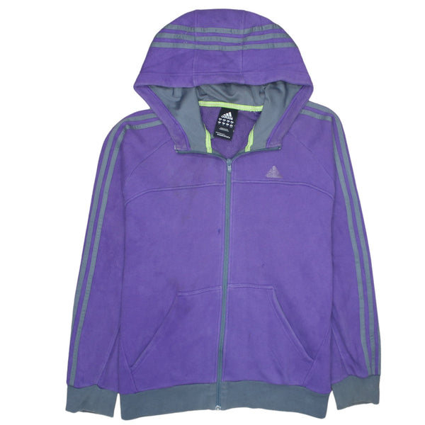 Adidas 90's Striped Sleeve Full Zip Up Hoodie Medium Purple