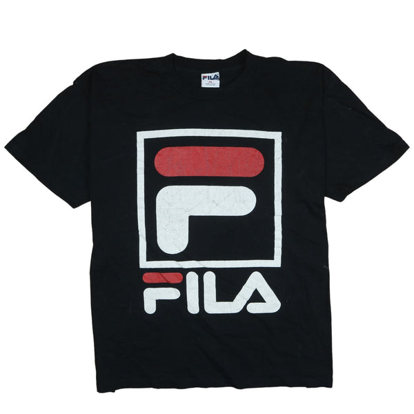 Fila 90's Spellout Short Sleeves T Shirt XLarge Black