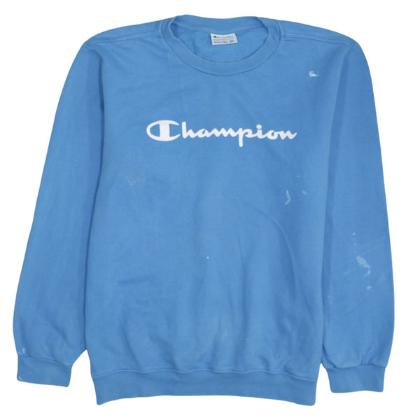 Champion 90's Spellout Crew Neck Sweatshirt XLarge Blue