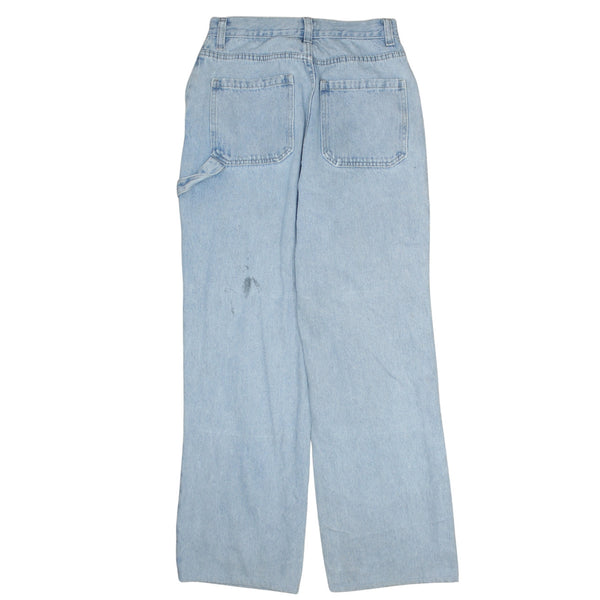 Retro 90's Drawstring Pockets Straight Leg Baggy Jeans / Pants 26 Blue