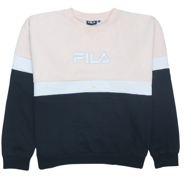 Fila 90's Vintage Black Spellout Crew Neck Sweatshirt Men's XL