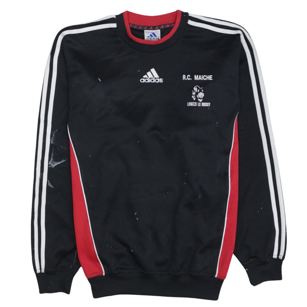 Adidas 90's Striped Sleeve Crew Neck Sweatshirt Large Black