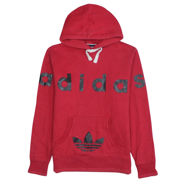 Adidas 90's Spellout Pullover Hoodie Large Red
