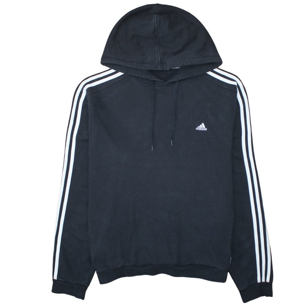 Adidas 90's Striped Sleeve Pullover Hoodie Large  Black