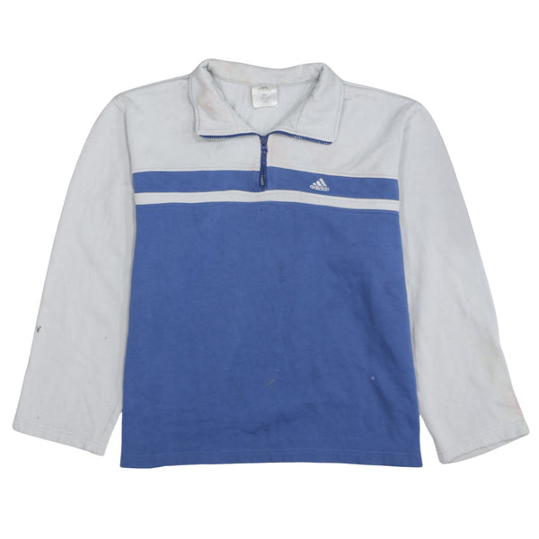 Adidas 90's Lightweight Quarter Zip Sweatshirt Large Blue