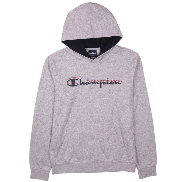 Vintage Champion 90's XLarge Grey Spellout Hoodie Women's Pullover
