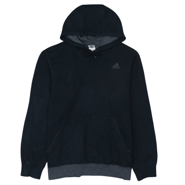 Adidas 90's Drawstring Pockets Pullover Hoodie Large Black