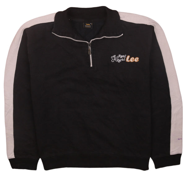 Lee Vintage 90s Black Heavyweight Quarter Zip Sweatshirt XL