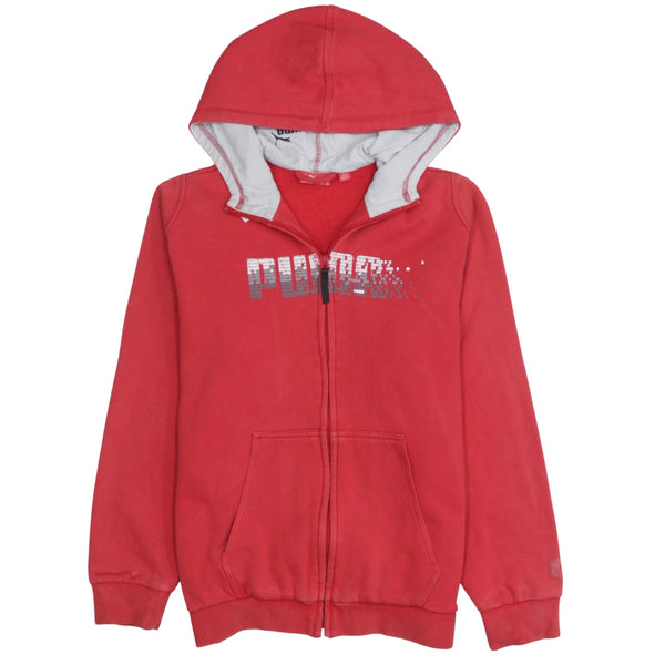 Puma 90's Spellout Full Zip Up Hoodie XLarge Red