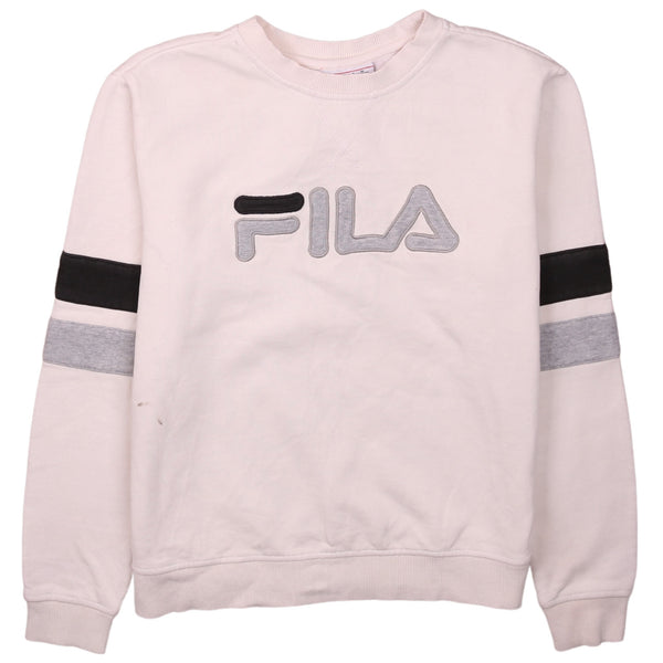 Fila 90's Vintage Spellout Crew Neck Sweatshirt Men Small Beige
